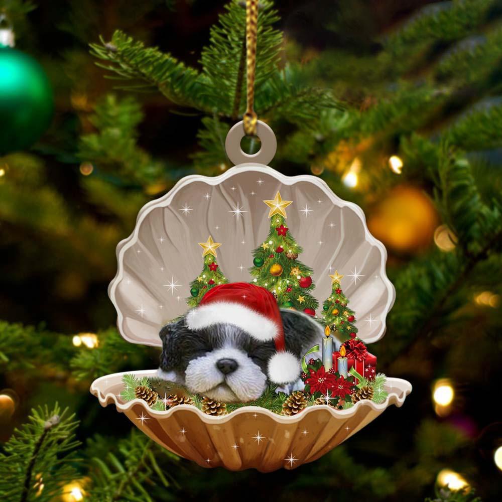 Black White Shih Tzu3-Sleeping Pearl In Christmas Two Sided Ornament - Best gifts your whole family