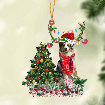 BLUE MERLE Australian Shepherd-Christmas Tree Gift Hanging Ornament, Christmas Ornament, Car Ornament - Best gifts your whole family