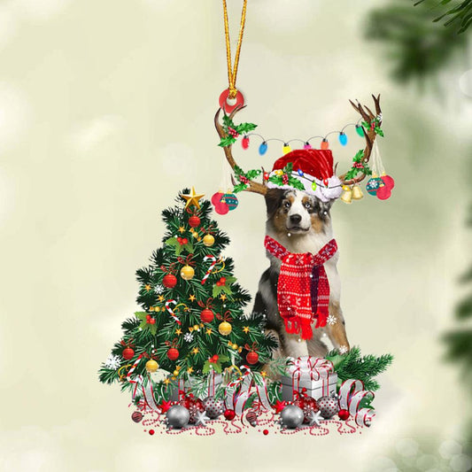 BLUE MERLE Australian Shepherd-Christmas Tree Gift Hanging Ornament, Christmas Ornament, Car Ornament - Best gifts your whole family