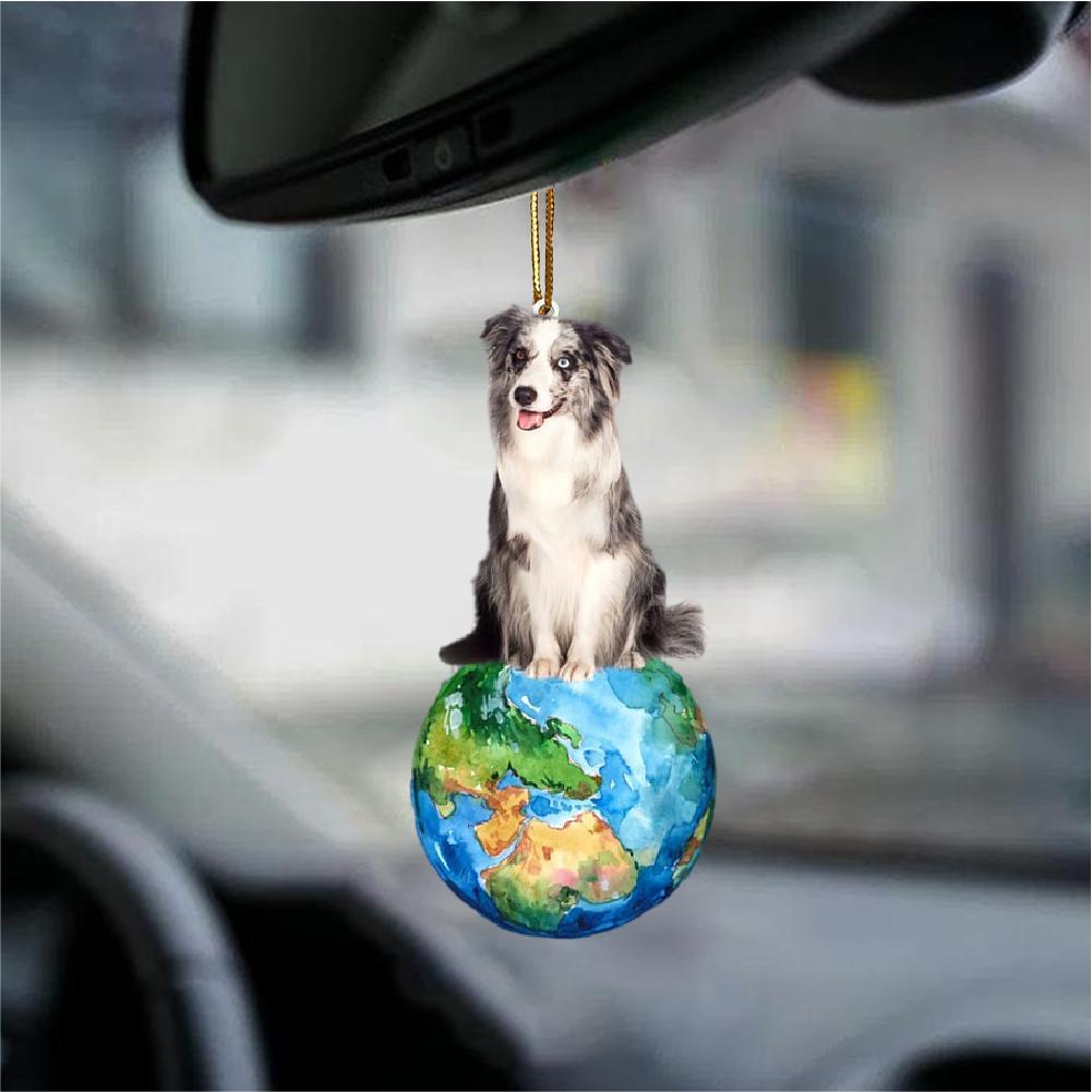 Blue Merle Collie-Around My Dog-Two Sided Ornament - Best gifts your whole family