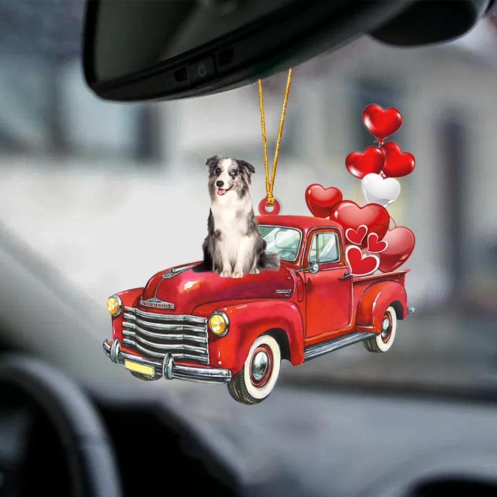 Blue Merle Collie-Red Sports Car-Two Sided Ornament - Best gifts your whole family