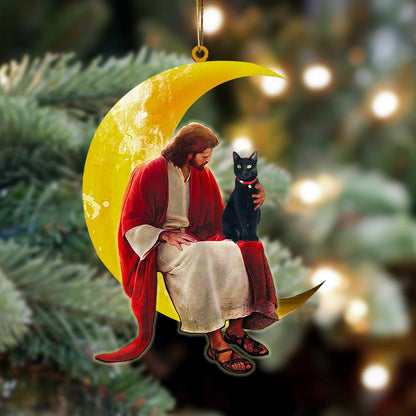 Bombay And Jesus Sitting On The Moon Hanging Ornament Christmas Ornament - Best gifts your whole family