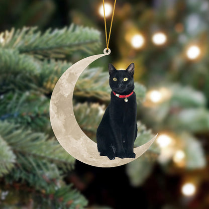 Bombay Cat Sits On The Moon Hanging Ornament - Best gifts your whole family