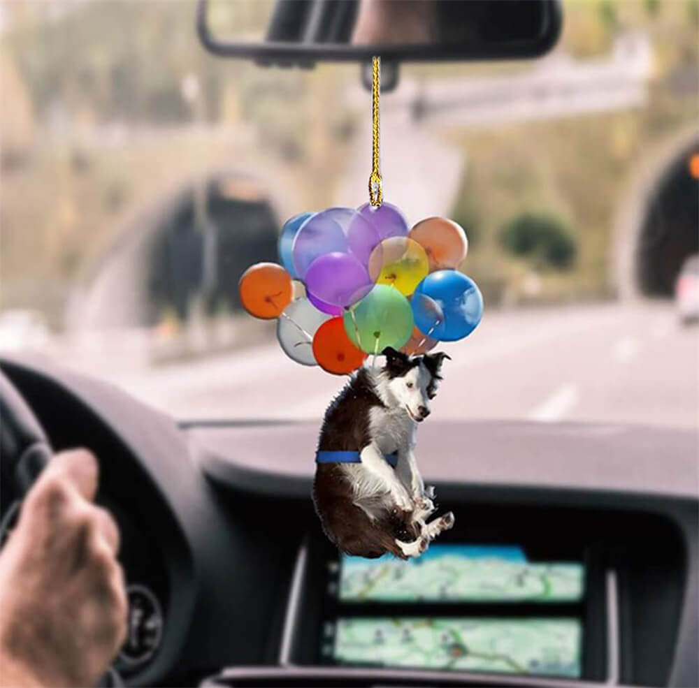 Border Collie Dog Fly With Bubbles Car Hanging Ornament Dog Ornament Godmerc - Best gifts your whole family