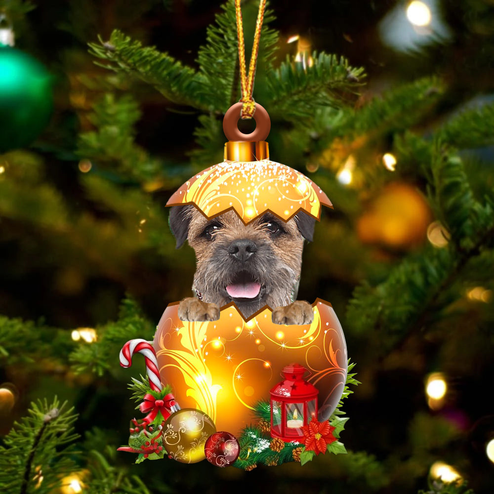 Border Terrier In Golden Egg Christmas Ornament - Best gifts your whole family