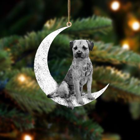 Border Terrier-Sit On The Moon-Two Sided Ornament - Best gifts your whole family