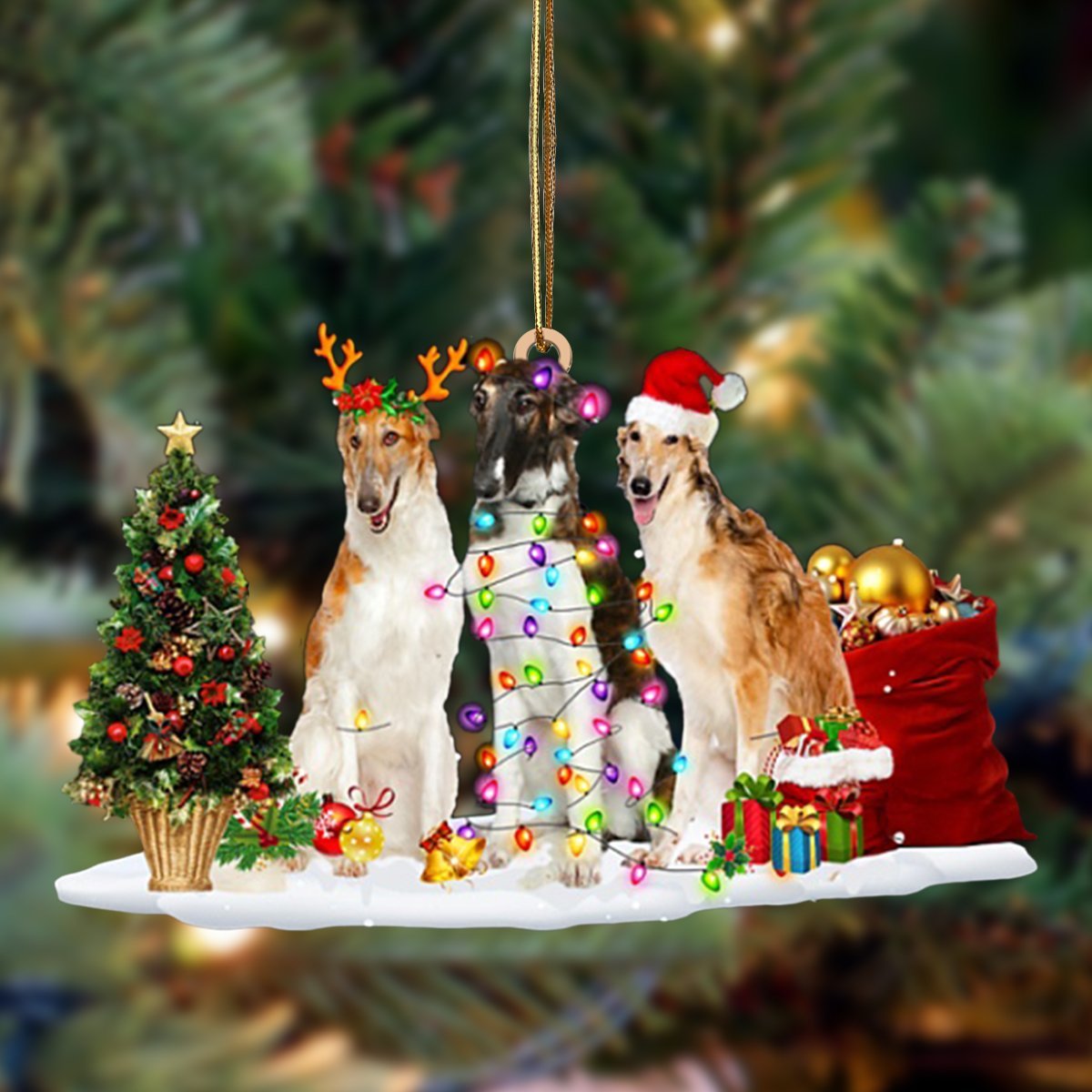 Borzoi-Christmas Dog Friends Hanging Ornament - Best gifts your whole family