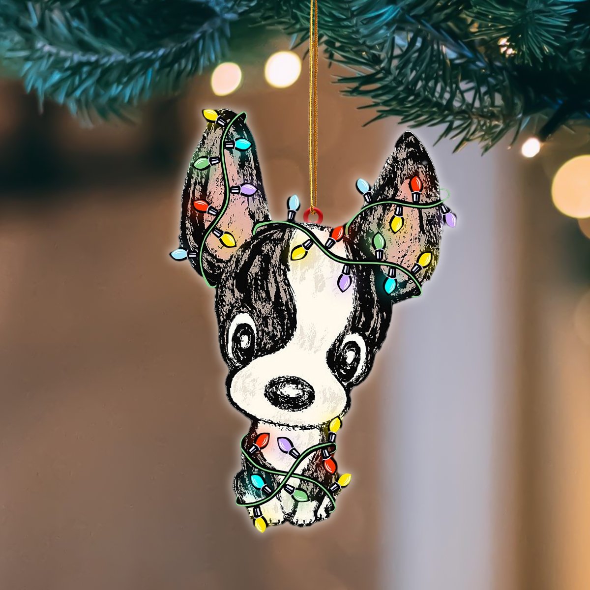 Boston Terrier Christmas Light Hanging Ornament, Animal Christmas Ornaments - Best gifts your whole family