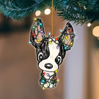 Boston Terrier Christmas Light Hanging Ornament Christmas Tree Ornament Godmerc - Best gifts your whole family