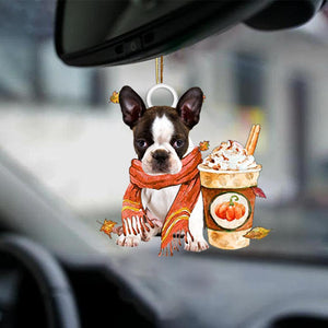 Boston Terrier-Pumpkin Spice Kinda-Two Sided Ornament - Best gifts your whole family