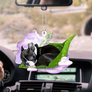 Boston Terrier-Sleep On Fallen Leaves-Two Sided Ornament - Best gifts your whole family