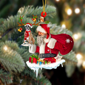 Boxer And Santa Claus Christmas Ornament Godmerc - Best gifts your whole family
