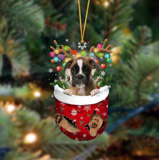 Boxer-In Christmas Pocket Two Sides Ornament, Christmas Dog Hanging Ornament - Best gifts your whole family