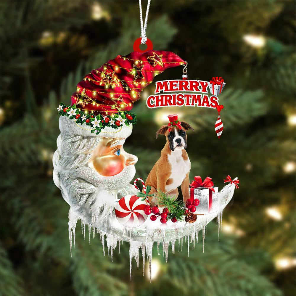 Boxer On The Moon Merry Christmas Hanging Ornament - Best gifts your whole family