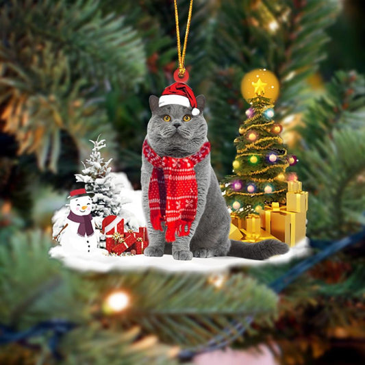 British Shorthair Cat Christmas Ornament Christmas Tree Hanging Acrylic Ornament Gift - Best gifts your whole family