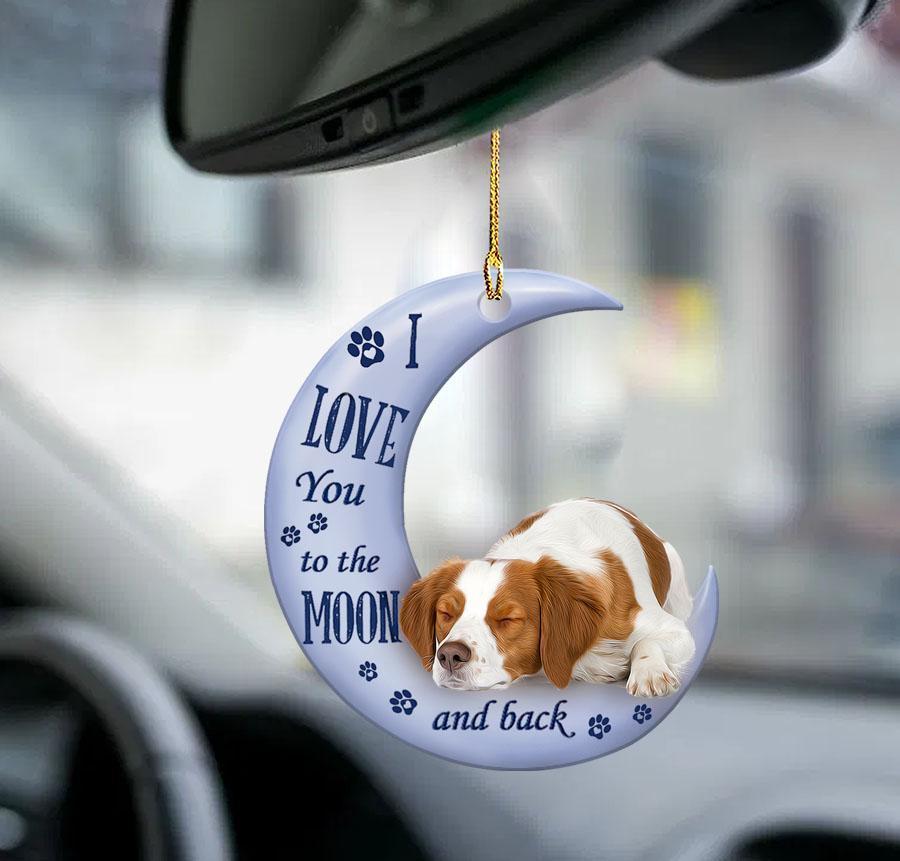 Brittany Spaniel Moon Back Brittany Spaniel Lover Dog Mom Two Sided Ornament - Best gifts your whole family