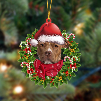 BROWN American Staffordshire Terrier-Xmas Bandana Hanging Ornament, Christmas Ornament, Car Ornament - Best gifts your whole family