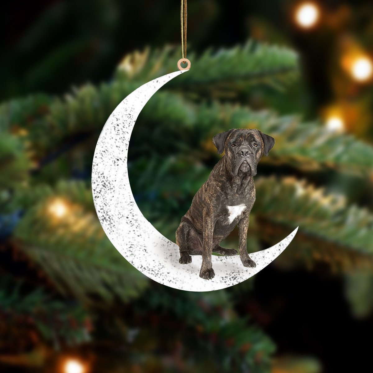 Brown Cane Corso 2 Sit On The Moon Two Sided Ornament Dog Hanging Christmas Ornament - Best gifts your whole family