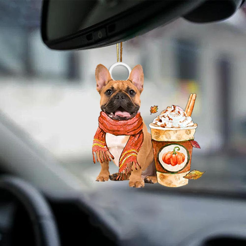 Brown French Bulldog-Pumpkin Spice Kinda-Two Sided Ornament - Best gifts your whole family