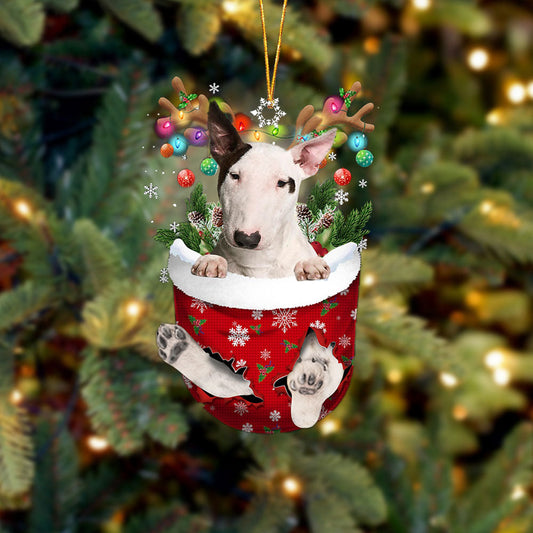 Bull Terrier 1 In Snow Pocket Christmas Ornament Flat Acrylic Dog Ornament - Best gifts your whole family