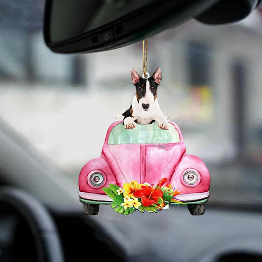 Bull Terrier 2-Pink Hippie Car-Two Sided Ornament - Best gifts your whole family