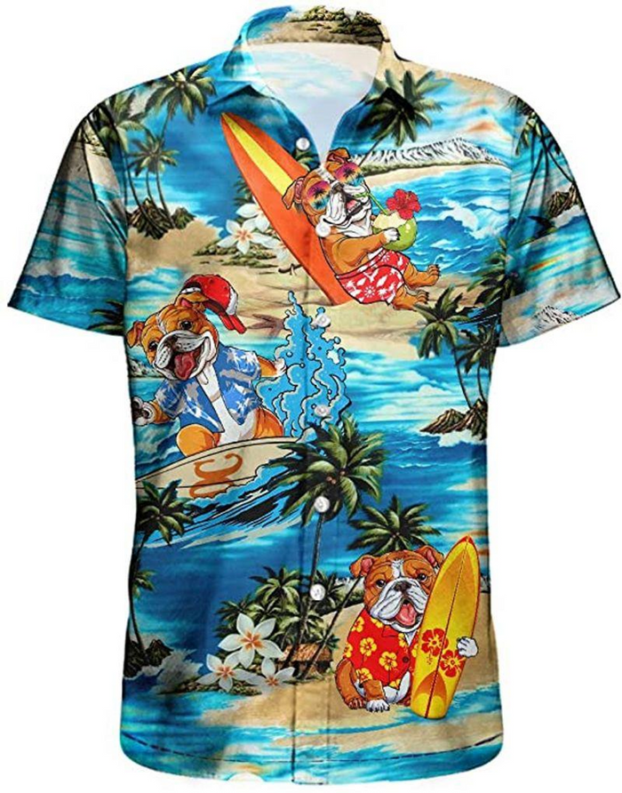 Bulldog Hawaiian Shirt,Hawaiian Shirt Gift,Christmas Gift