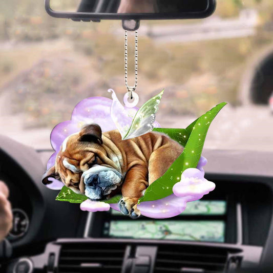 Bulldog-Sleep On Fallen Leaves-Two Sided Ornament - Best gifts your whole family