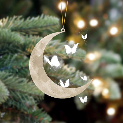 Butterfly Sits On The Moon Hanging Ornament, Animal Christmas Ornaments - Best gifts your whole family