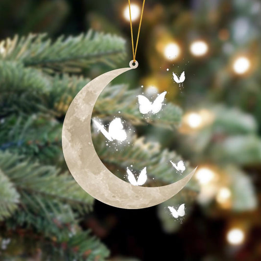 Butterfly Sits On The Moon Hanging Ornament, Animal Christmas Ornaments - Best gifts your whole family
