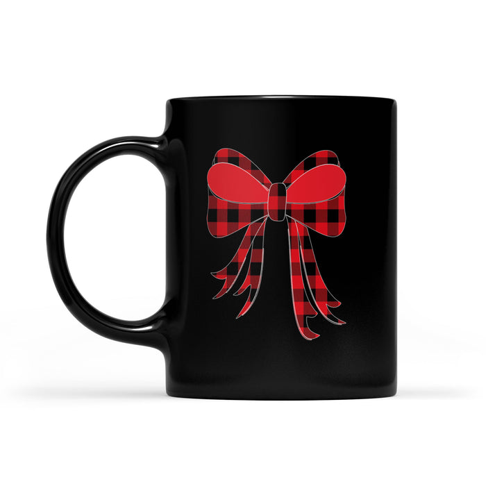 Funny Christmas Gift Tee Buffalo Plaid Bow Tie  Black Mug Gift For Christmas