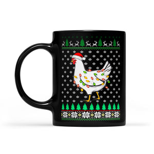 Funny Chicken Christmas Lights Gift  Black Mug Gift For Christmas