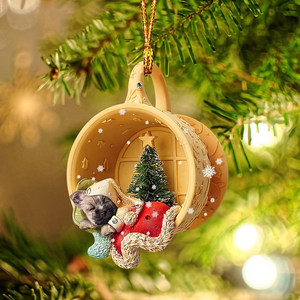 Cairn Terrier Sleeping in a tiny cup Christmas Holiday-Two Sided Ornament, Christmas Ornament, Car Ornament - Best gifts your whole family