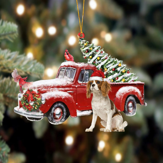 Cavalier King Charles Spaniel 2-Cardinal & Truck Two Sided Ornament, Christmas Ornament, Car Ornament - Best gifts your whole family