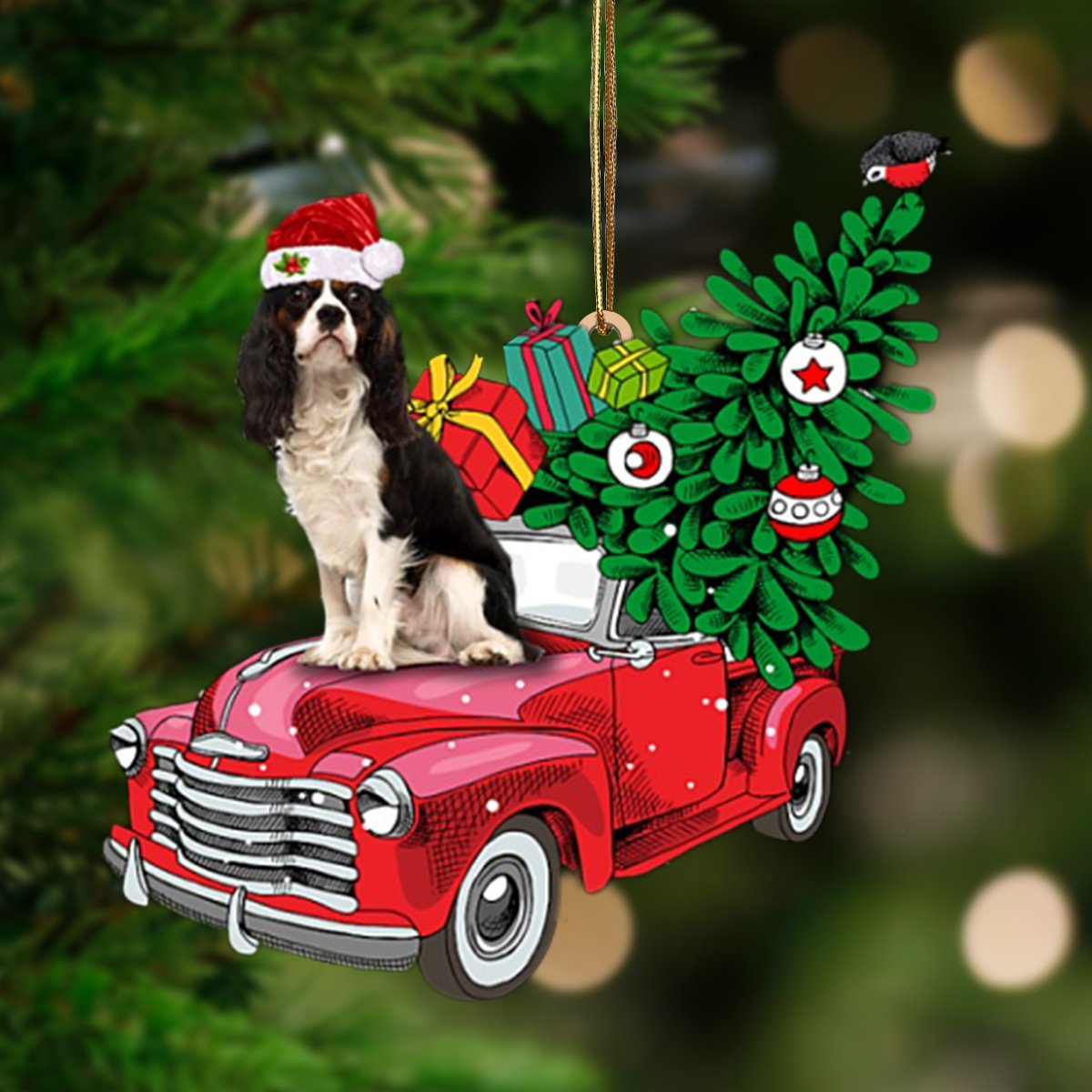 Cavalier King Charles Spaniel 3-Pine Truck Hanging Ornament - Best gifts your whole family