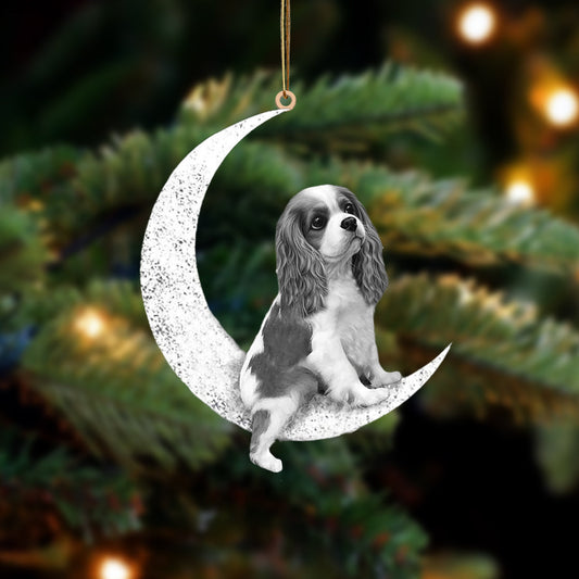Cavalier King Charles Spaniel Sit On The Moon Two Sided Ornament Dog Hanging Christmas Ornament - Best gifts your whole family