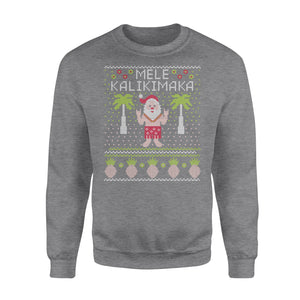 Mele Kalikimaka Hawaiian Santa themed funny sweatshirt gifts christmas ugly sweater for men and women