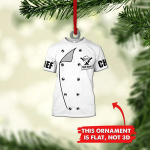 Chef White Outfit Personalized Ornaments, Proud Chef Uniform Christmas Ornament - Best gifts your whole family