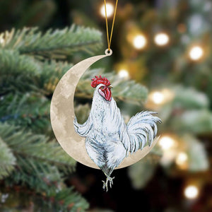 Chicken Sits On The Moon Hanging Ornament, Animal Christmas Ornaments - Best gifts your whole family