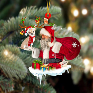 Chihuahua 2 And Santa Claus Christmas Ornament Godmerc - Best gifts your whole family