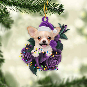 Chihuahua In Purple Rose Christmas Ornament Dog Hanging Ornaments For Christmas - Best gifts your whole family