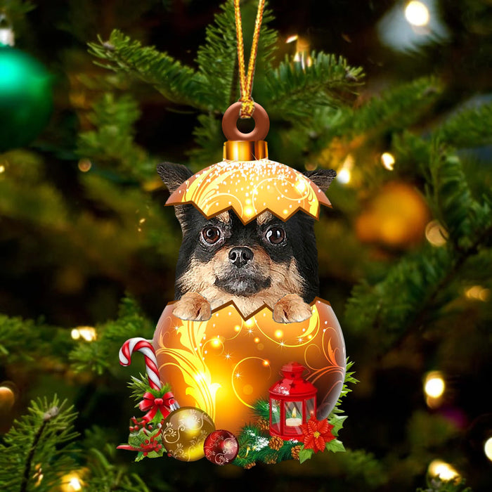 Chihuahua Long haired In Golden Egg Christmas Ornament - Best gifts your whole family