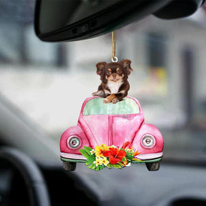 Chihuahua-Pink Hippie Car-Two Sided Ornament - Best gifts your whole family