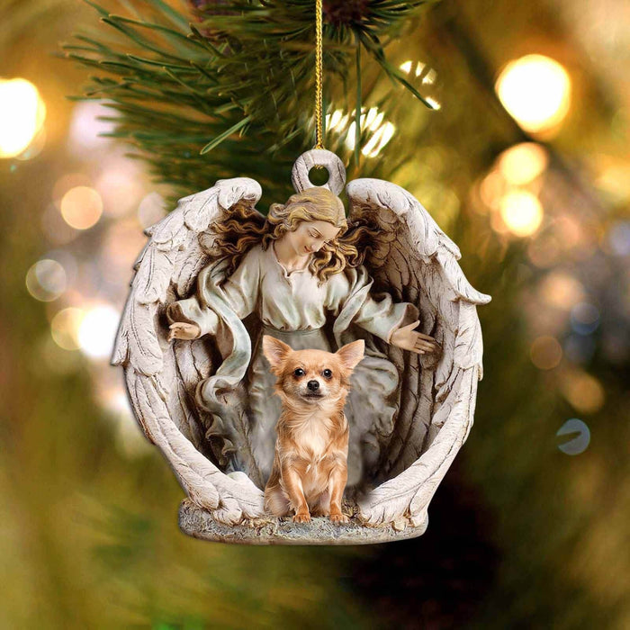 Chihuahua3-Angel Hug Winter Love Two Sided Ornament - Best gifts your whole family