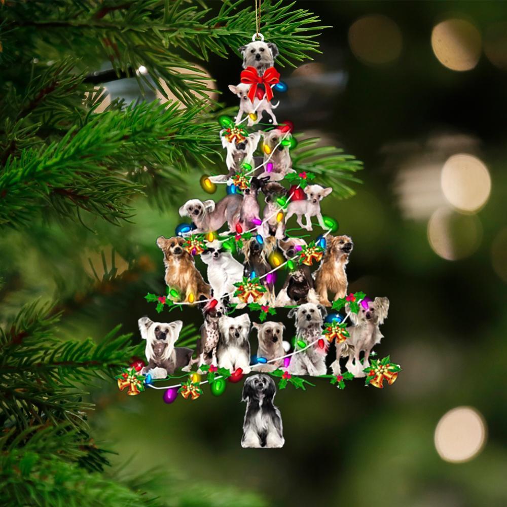 Chinese Crested Dog-Christmas Tree Lights-Two Sided Ornament - Best gifts your whole family