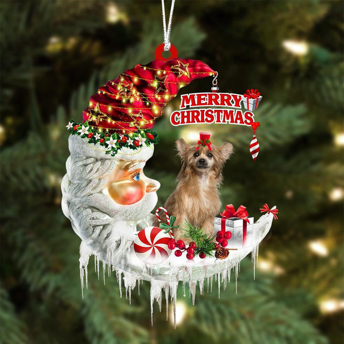 Chinese Crested On The Moon Merry Christmas Hanging Ornament - Best gifts your whole family