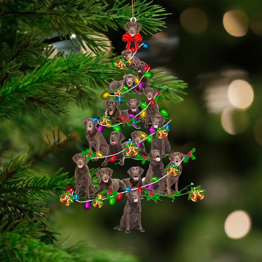 Chocolate Labrador Retriever-Christmas Tree Lights-Two Sided Ornament - Best gifts your whole family