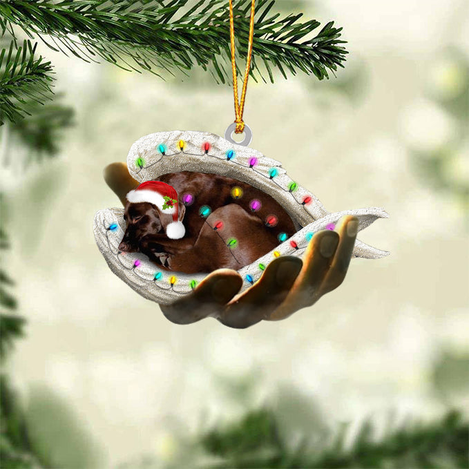 Chocolate Labrador Sleeping Angel In God Hand Christmas Ornament Godmerch Ornament - Best gifts your whole family