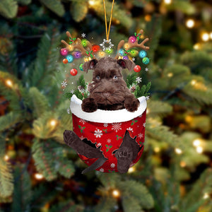 CHOCOLATE Miniature Schnauzer In Snow Pocket Christmas Ornament Flat Acrylic Dog Ornament - Best gifts your whole family