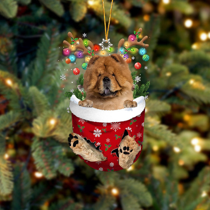 Chow Chow 1 In Snow Pocket Christmas Ornament Flat Acrylic Dog Ornament - Best gifts your whole family