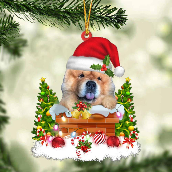 Chow Chow In The Chimney Hanging Ornament Dog Christmas Ornament - Best gifts your whole family
